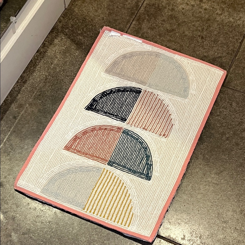 West Elm Cream and Multi-Color Geometric Door Mat 17x25 - Picture 10 of 15